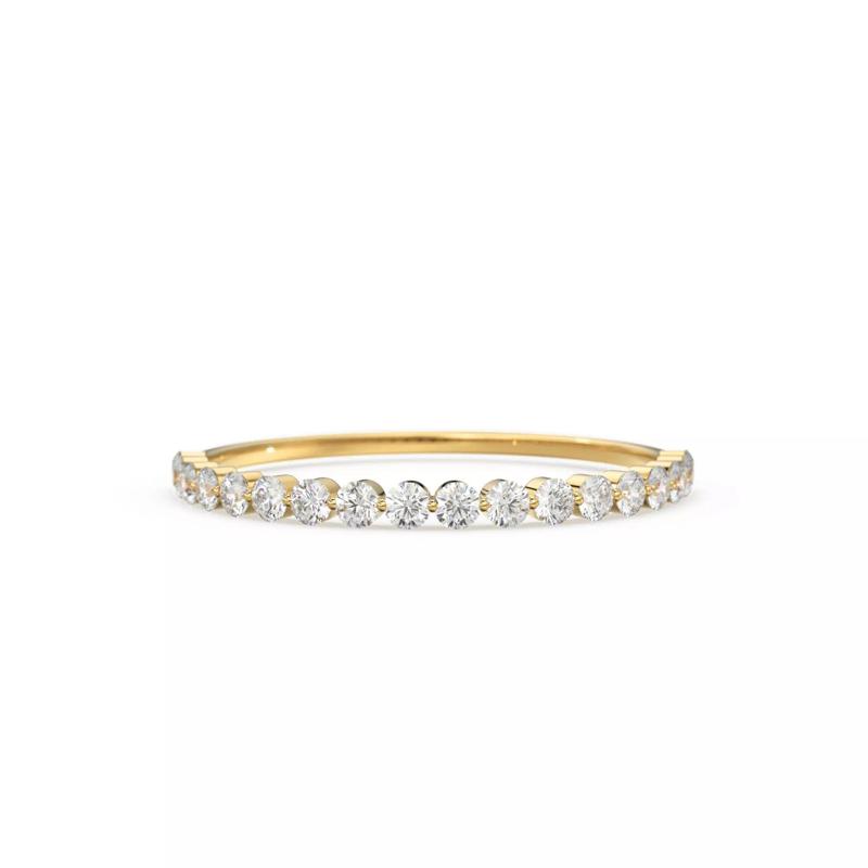 Round Cut Diamond Full Eternity Wedding Band Zircon Gold Ring