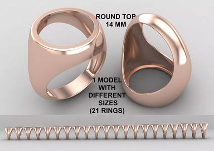 Round gemstone Ring Base 14MM top in All sizes 169-MWC