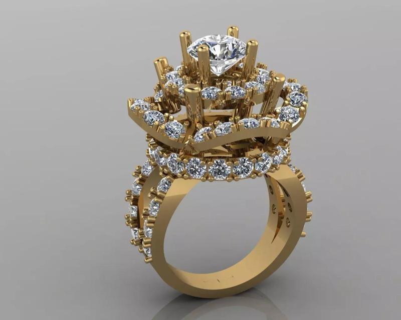 Rose Flower Diamond Wedding Ring