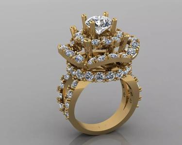 Rose Flower Diamond Wedding Ring