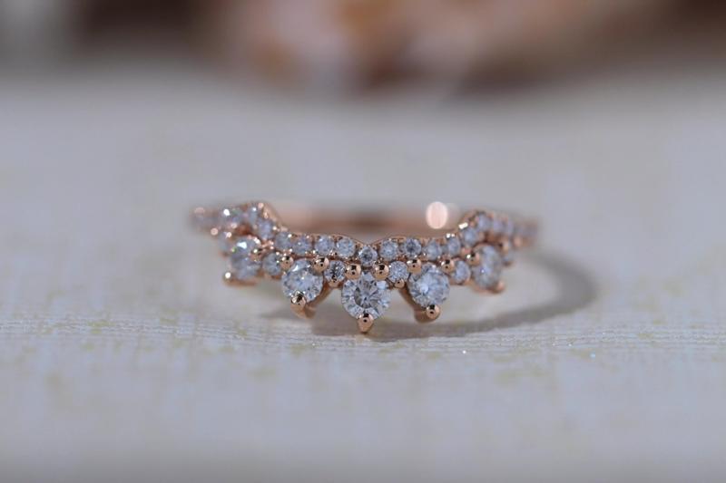 Rose Gold Diamond Crown Ring - 3D Model