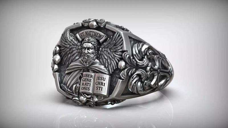 Saint Matthew Apostle Evangelist Christian Cross Signet