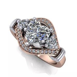 Modern Fashion Halo Heart Shaped Diamond Bridal Ring