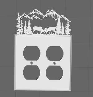 Bucks in Rut, Deer  Quad outlet cover plate