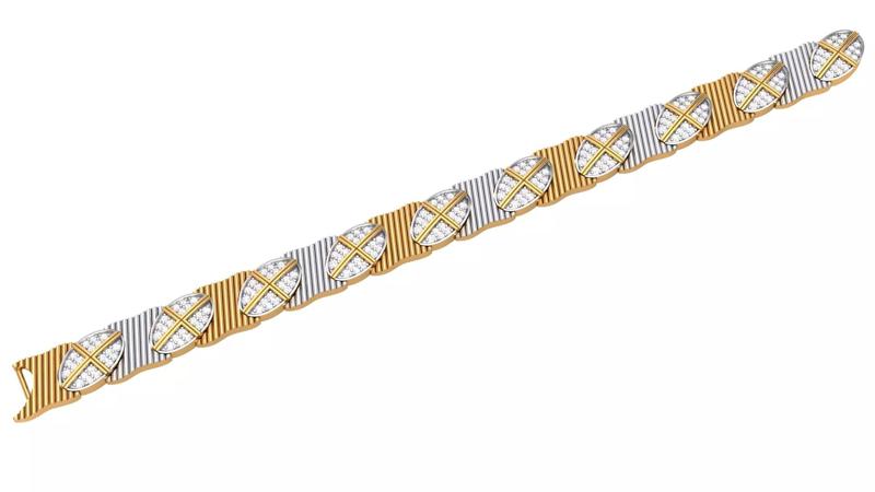 3D Printable Jewelry design of Bracelet with diamonds