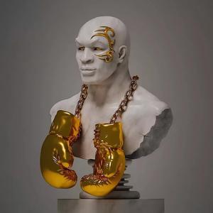 Mike Tyson Boxing Statue Golden Gloves toy