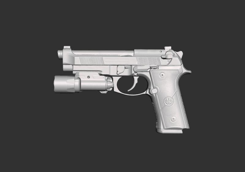 Beretta M9A4 Surefire X300U-B Real Size 3d Scan Gun Mold
