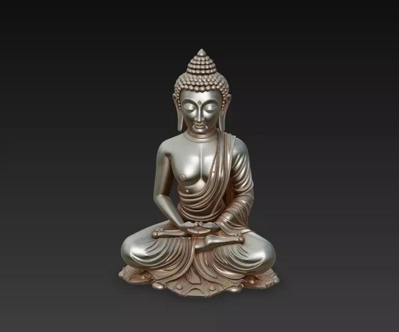 Buddha Meditation Sculpture - High Detail 3D Model