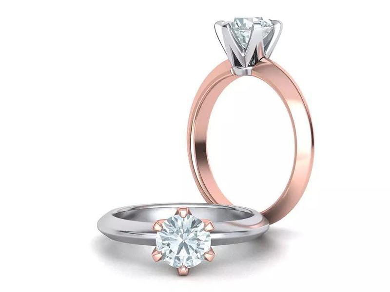 Solitaire 6claw ring with 1ct stone 3dmodel 3D print model