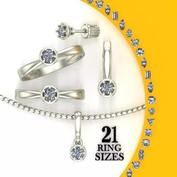 Set ring earring  stud