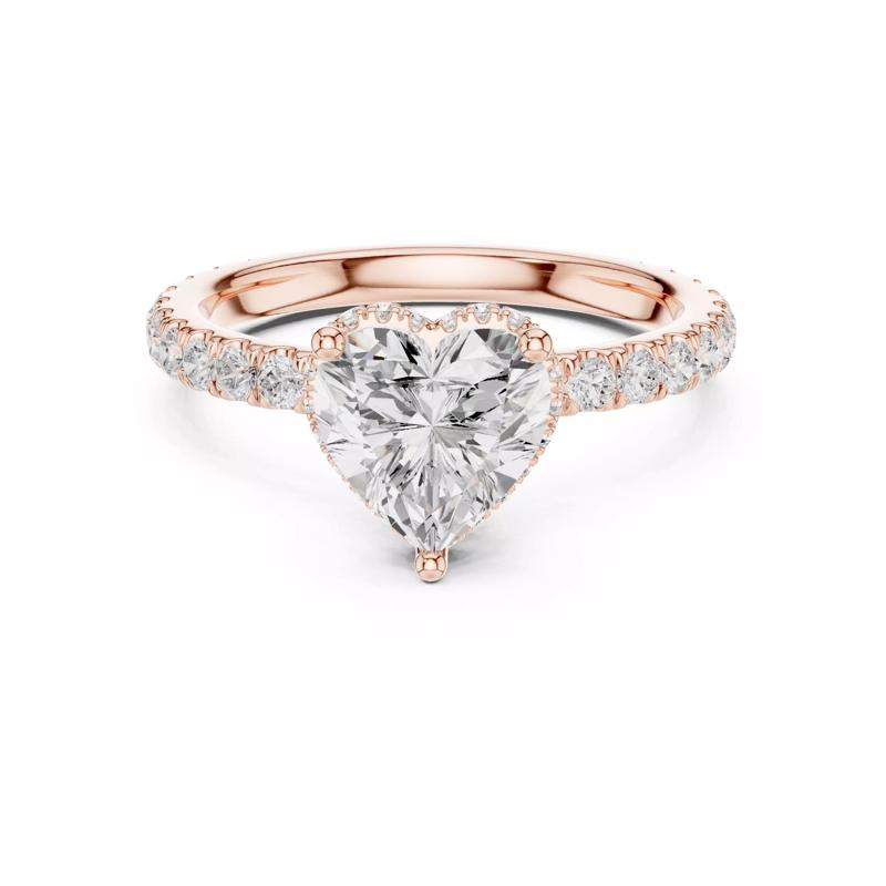 Heart Cut Double Hidden Halo Pave Wedding Ring 3DM STL Video