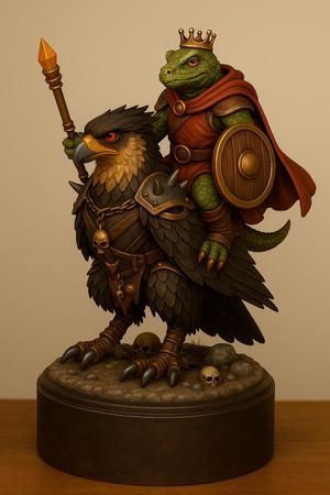 Lizard King on War Caracara – Epic Miniature Diorama