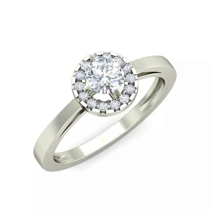 Halo Round Natural Diamond Engagement Ring