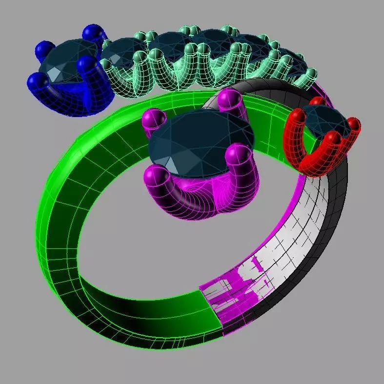 Multi band ring 3D print model anello contrarie an 207