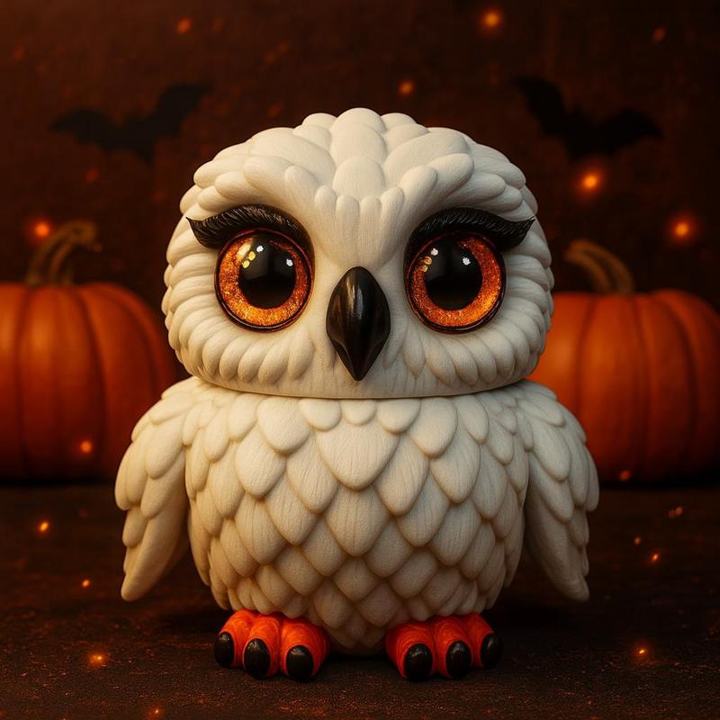 Cute Spooky Owl STL | 3D Printable Halloween Owl Figurine | Kawaii Gothic Decor