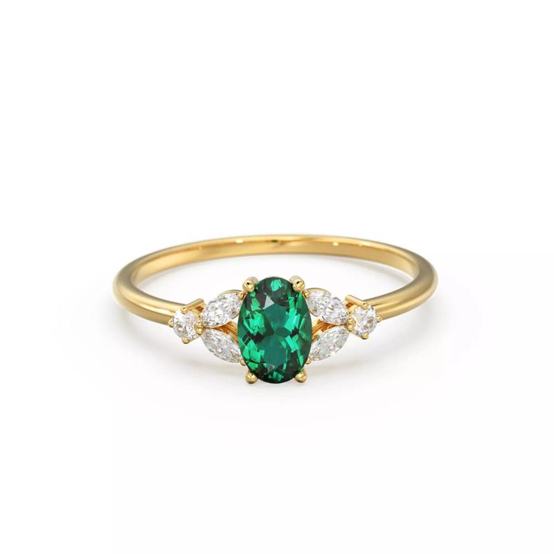 Oval Diamond Ring Marquise Zircon Cluster Engagement Band