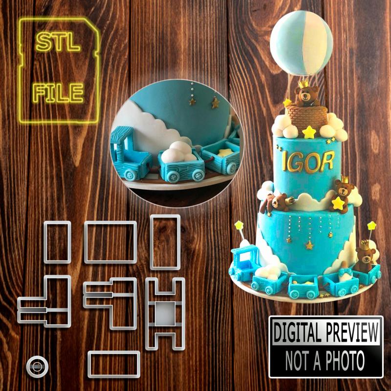 CORTANTE PARA PASTA DE AZÚCAR (FONDANT) - TREN 3D