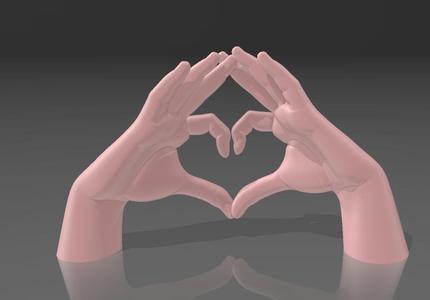 Hands of love: a 3D sculpture of two hands forming a heart