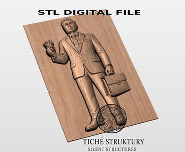 Businessman – Modern Bas Relief – 3D STL Model