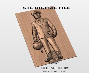 Airline Pilot – Aviation Bas Relief – 3D STL Model