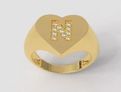 Heart Letter Ring - N