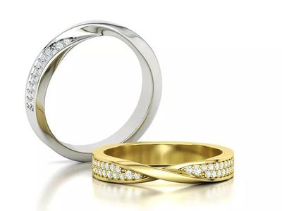 Diamond Mobius Band Wedding Ring 2 Row of diamonds 3dmodel