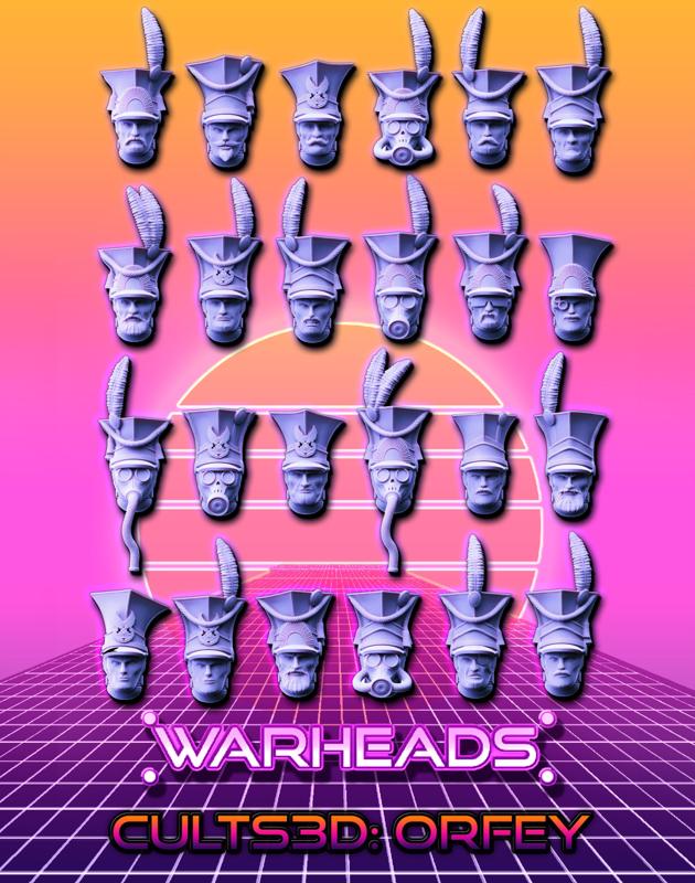 Uhlan Cavalry Heads! Charge! (24 heads)