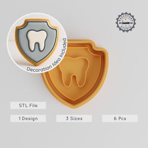 Plaque Shape Cutter & Stamp Set, Perfect for Cookies & Fondant, Small/Medium/Large, Oral Care & Dental Hygiene Theme