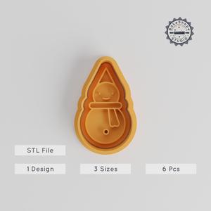 Snowman Shape Cutter & Stamp, Perfect for Cookies & Fondant, 3 Sizes S/M/L, 6-Piece Winter Figure Set