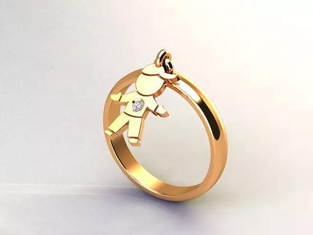Ring with pendant boy for 3d print