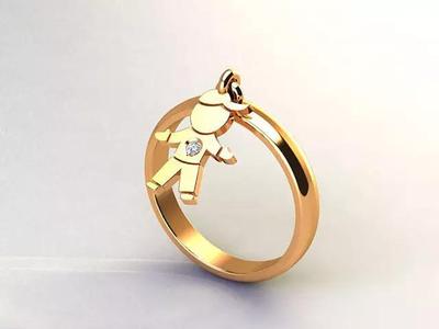 Ring with pendant boy for 3d print