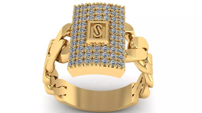 MONACO CHAIN ENGAGEMENT RING 3D PRINTABLE MODEL