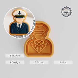 Captain Shape Cutter & Stamp Set, Perfect for Cookies & Fondant, 6-piece Bundle, Nautical Theme