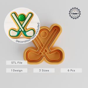 Golf Shape Cutter & Stamp Set, Cookie and Fondant Tool, 3 Sizes S/M/L, Sport Theme, Golf Lover's Kit