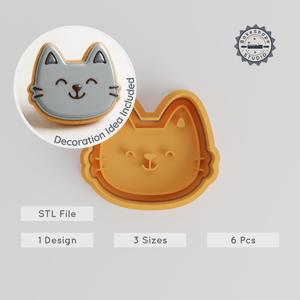 Smile Cookie & Fondant Cutter and Stamp Set, Funny Smiley Face Design, 6 Pieces, S/M/L Sizes