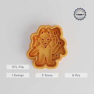 Devil Cookie Cutter & Stamp Set, Spooky Devil, Horned Imp, Halloween Character Design, 3 Sizes, Perfect for Cookies & Fondant