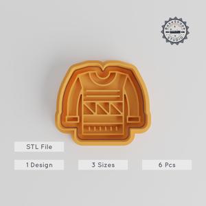 Sweater Shape Cutter & Stamp, Perfect for Cookies & Fondant, S/M/L, Set of 6, Winter & Cold Weather Theme