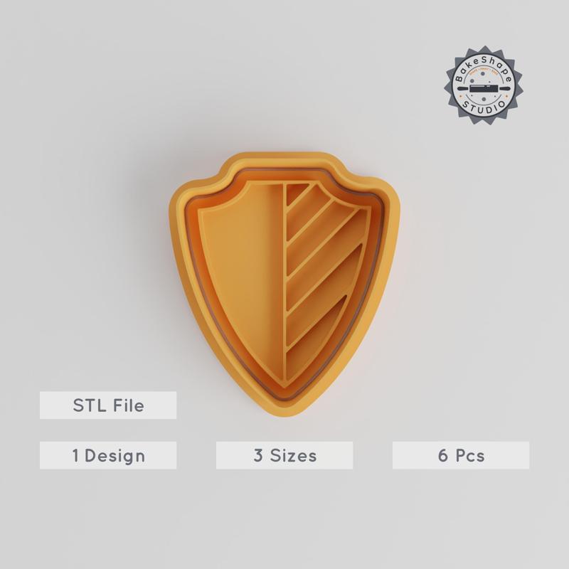 School Shield, Shape Cutter & Stamp, Cookie & Fondant Tool, Education Emblem Design, 3 Sizes Set