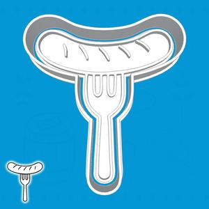 Oktoberfest cookie cutters - sausage (on fork) (style 1)