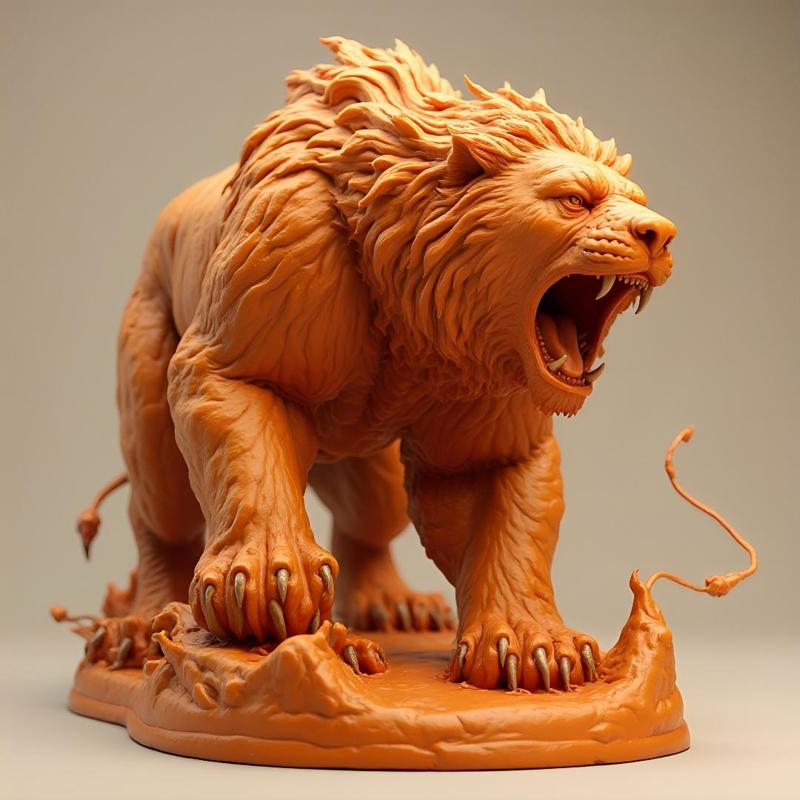 Feral Lion Beast 28-32mm Miniature