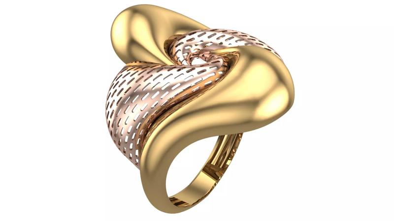Bold Honeycomb Twist Ring- Lightweight 3D Printable Model-R7-09