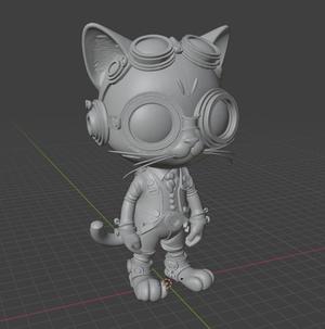 Elegant Steampunk Cat STL – Tabletop RPG Miniature & Decorative Collectible