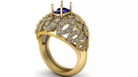 BLUE SAPPHIRE RING 3D PRINTABLE MODEL