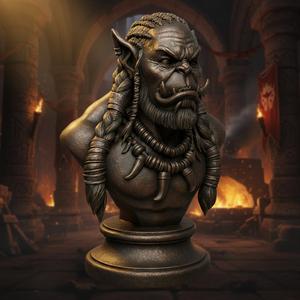 Orc Warlord Bust – High Detail 3D Printable Sculpture