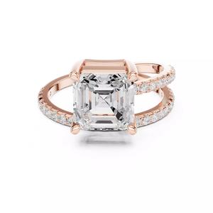 Asscher Cut Diamond Split Shank Engagement Ring 3DM STL Video