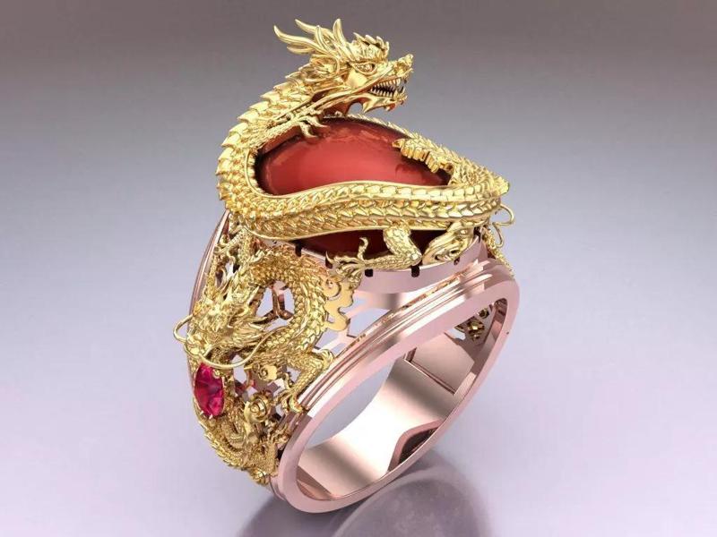 Dragon Ring - Oval stone Ring - N1003