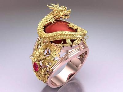 Dragon Ring - Oval stone Ring - N1003