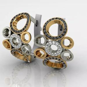 Olga Collection pair of earrings with circles and diamonds