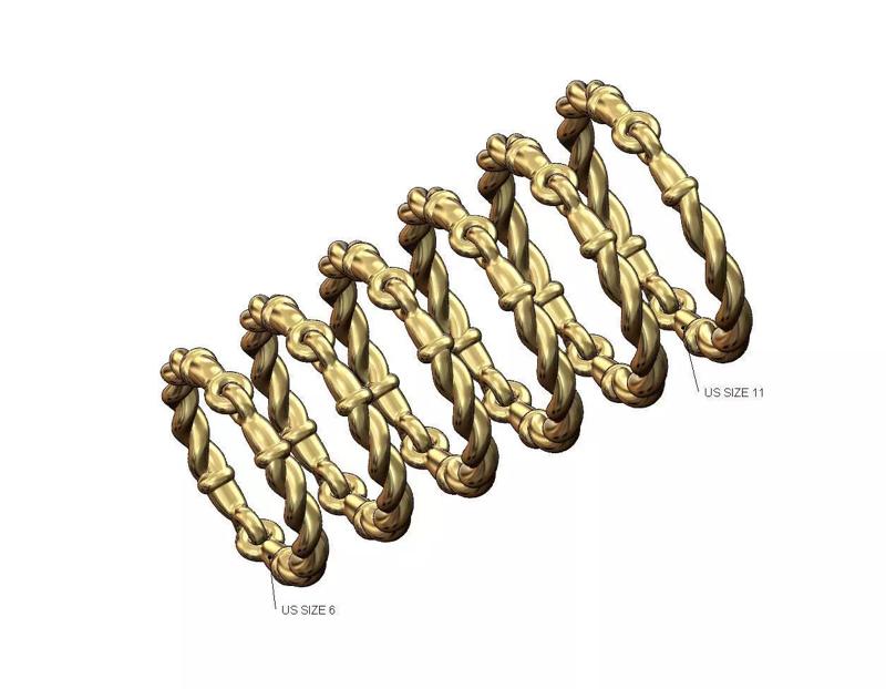 Double link braided wire eternity hoop wire ring US sizes 6to11