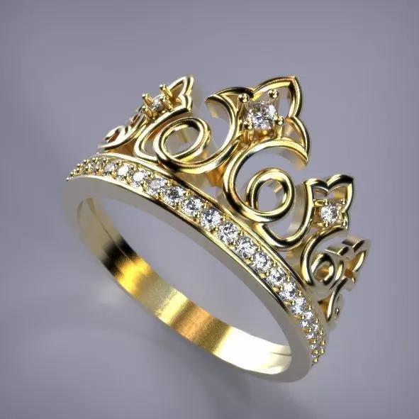Crown ring Silver Gold  Print